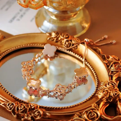 Four Leaf clover Rose Bracelet