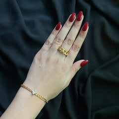 18K Gold-Plated Bracelet and Ring Set