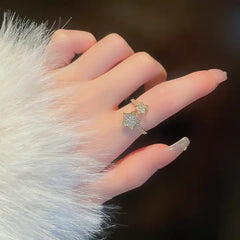 Two Star Adjustable Zircon Cubic Ring