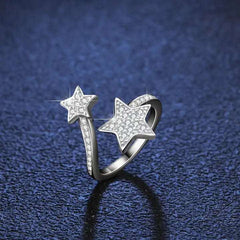 Two Star Adjustable Zircon Cubic Ring
