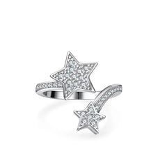 Two Star Adjustable Zircon Cubic Ring