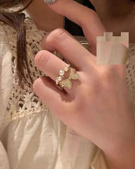 Zircon Pearl Adjustable Ring