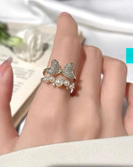 Zircon Pearl Adjustable Ring