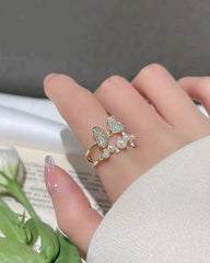 Zircon Pearl Adjustable Ring