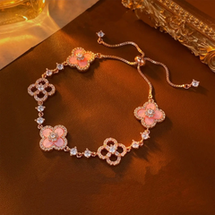 Four Leaf clover Rose Bracelet