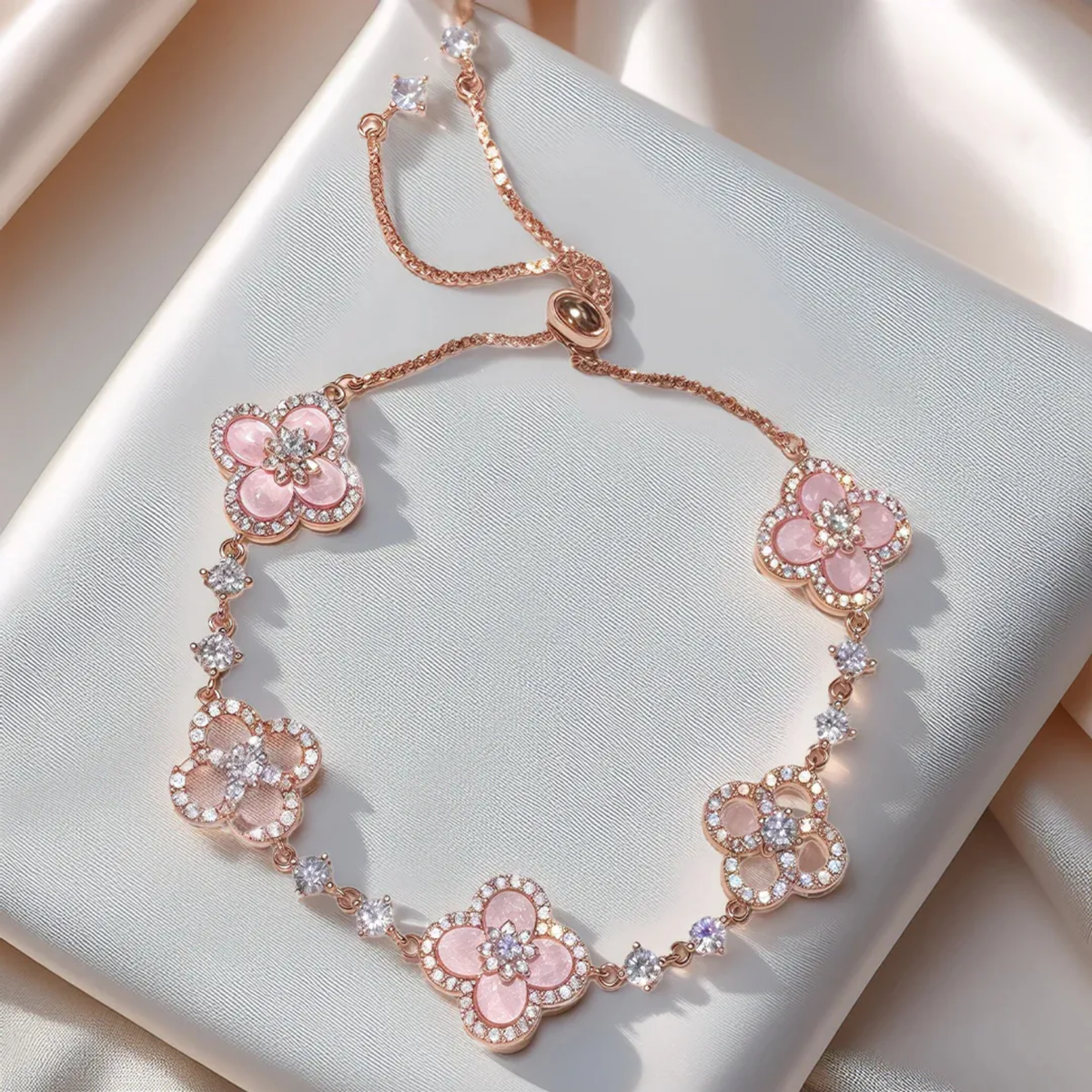 Four Leaf clover Rose Bracelet