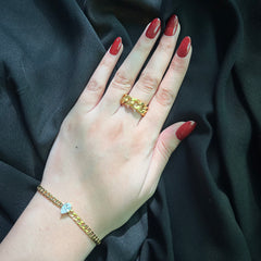 18K Gold-Plated Bracelet and Ring Set