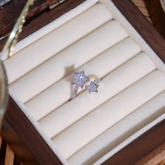 Two Star Adjustable Zircon Cubic Ring