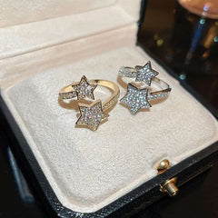 Two Star Adjustable Zircon Cubic Ring